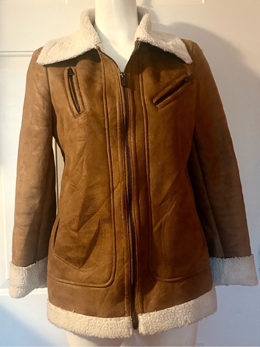Faux suede jacket with sherpa lining, RACHEL Rachel Roy, women's coat size M